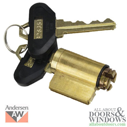 Andersen 5-Pin Reachout Lock Cylinder with Gears and Keys - Bright Brass