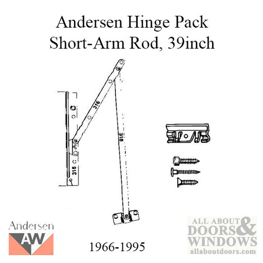 Hinge Pack, Perma-Sheild Awning AN, 39" Short Arm Rod, High Corrosion Resistant