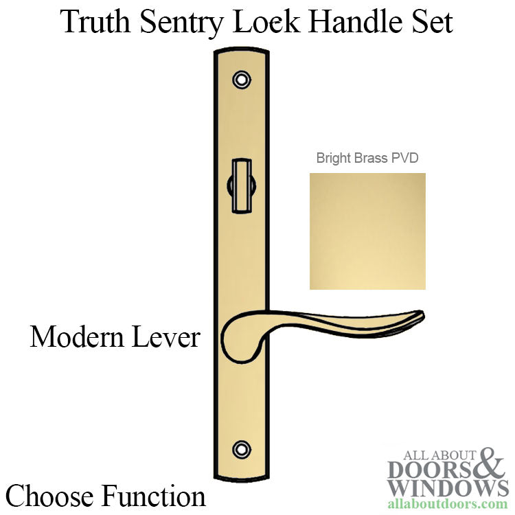 Truth Sentry Lock Handle Set, Modern, Decorative over Solid Brass, PVD Brass - Truth Sentry Lock Handle Set, Modern, Decorative over Solid Brass, PVD Brass