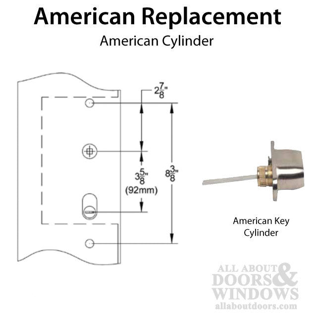 Multipoint Trim, 1-1/2 x 11 inch, American Cylinder Stainless Steel Handleset, Choose Options - Multipoint Trim, 1-1/2 x 11 inch, American Cylinder Stainless Steel Handleset, Choose Options