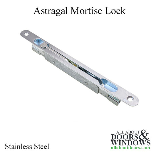 Astragal Mortise Lock - Inactive/Passive Panel Door Locking System - Stainless Steel Faceplate w/Silver Locking Rods