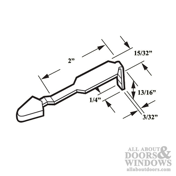 DISCONTINUED 2 Inch Lever Latch with Black Plastic Tip - DISCONTINUED 2 Inch Lever Latch with Black Plastic Tip