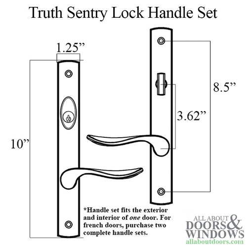 Truth Sentry Lock Handle Set, Modern, Decorative over Solid Brass, PVD Nickel - Truth Sentry Lock Handle Set, Modern, Decorative over Solid Brass, PVD Nickel