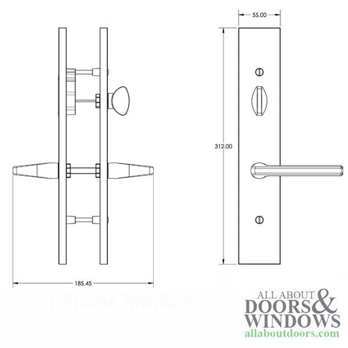 G-U Roma Handle with 55 mm Plate, Inactive with Thumbturn, Zamac - Black - G-U Roma Handle with 55 mm Plate, Inactive with Thumbturn, Zamac - Black