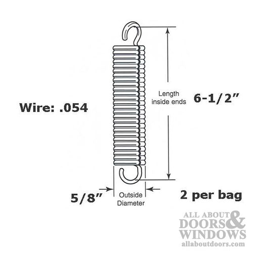 Extension Spring - 5/8 In Dia X 6-1/2 In Long - .054 Wire - Extension Spring - 5/8 In Dia X 6-1/2 In Long - .054 Wire