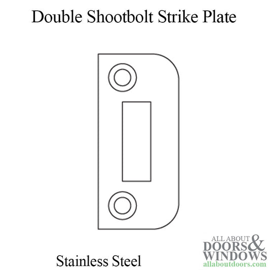 Strike Plate, PS0025M, Double Shootbolt  0.96" x 2.09" - Stainless Steel