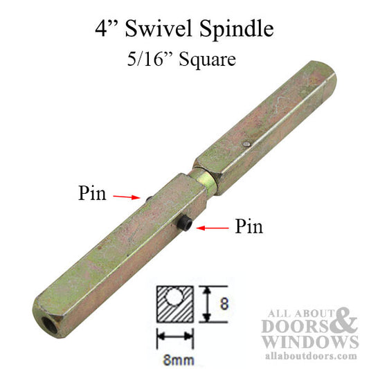 Swivel spindle 5/16 x 4" with pin stop