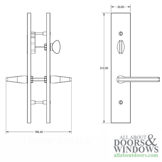 G-U Roma Handle with 55 mm Plate, Inactive with Thumbturn, Zamac - Choose Color