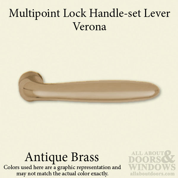 Verona Non-Handed Lever Handle for Multipoint Lock Handlesets - Antique Brass - Verona Non-Handed Lever Handle for Multipoint Lock Handlesets - Antique Brass