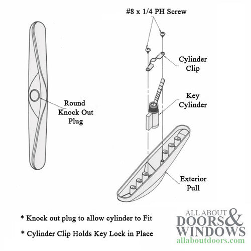 Andersen 100 series Tulsa handleset for Patio Gliding Door - White / White - Andersen 100 series Tulsa handleset for Patio Gliding Door - White / White