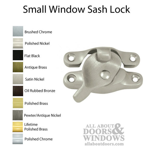 Small Window Sash Lock, Solid Brass - Choose Finish