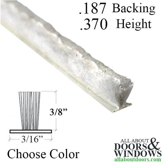 Fuzzy weatherstrip .187 Backing, .370 Pile, door and window weather seal - Choose Color