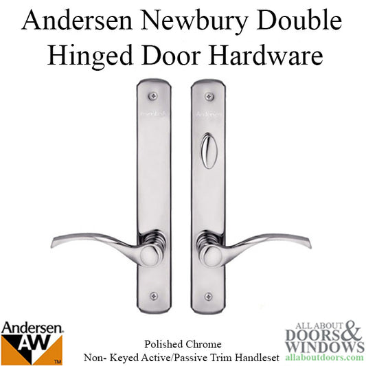 Hardware Kit, Double Door, Newbury, Active / Passive - Polished Chrome