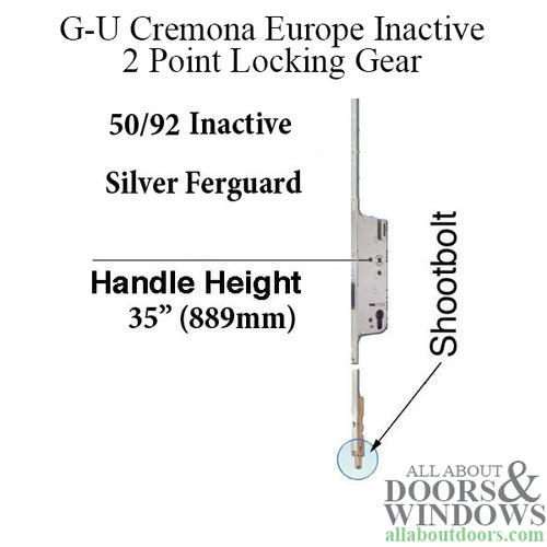 Cremona 50/92 Inactive Shootbolt, Passive Door 2 Point lock- Silver - Cremona 50/92 Inactive Shootbolt, Passive Door 2 Point lock- Silver