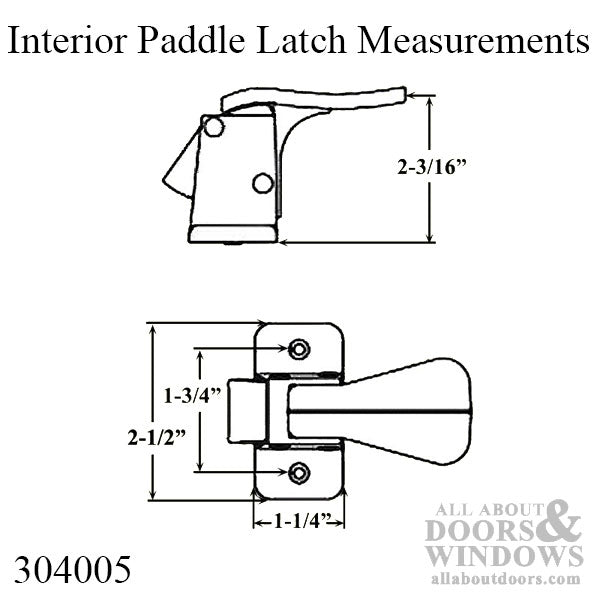 Storm Door Interior Paddle Latch Handle 0.313 Inch Spindle - Storm Door Interior Paddle Latch Handle 0.313 Inch Spindle