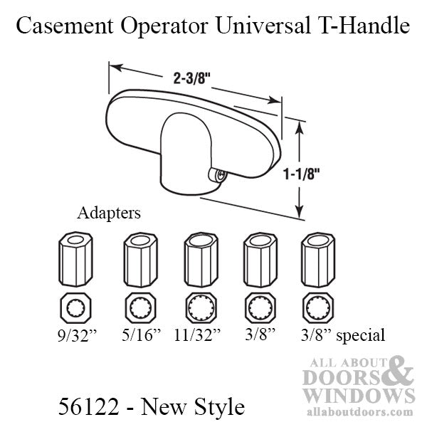 Casement Window Operator Universal Tee Handle, Diecast Zinc - Choose Color - Casement Window Operator Universal Tee Handle, Diecast Zinc - Choose Color