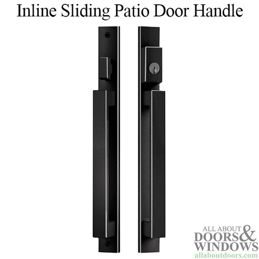 Modern Contemporary Inline Sliding Patio Door Handle Set Active Keyed Exterior with Interior Thumbturn