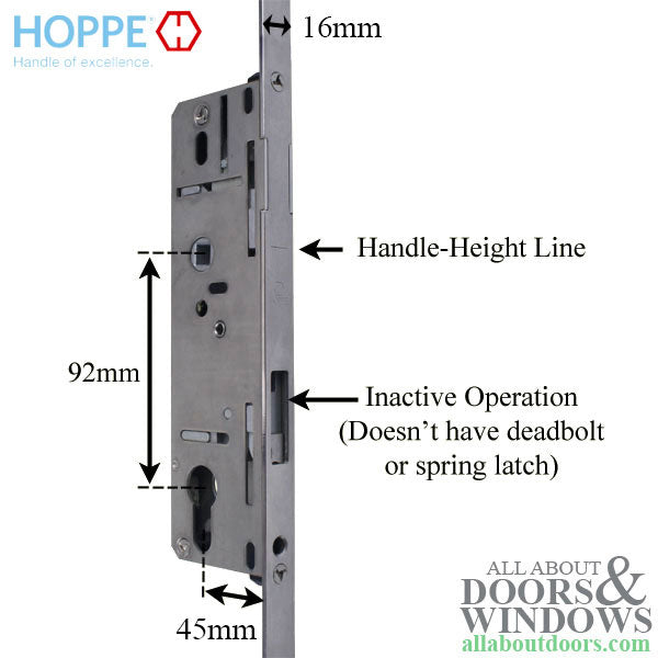 Hoppe Inactive Lower Assembly  45/92, 35-1/2 Handle Height - Hoppe Inactive Lower Assembly  45/92, 35-1/2 Handle Height