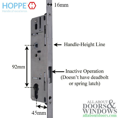 Hoppe Inactive Lower Assembly  45/92, 35-1/2 Handle Height - Hoppe Inactive Lower Assembly  45/92, 35-1/2 Handle Height