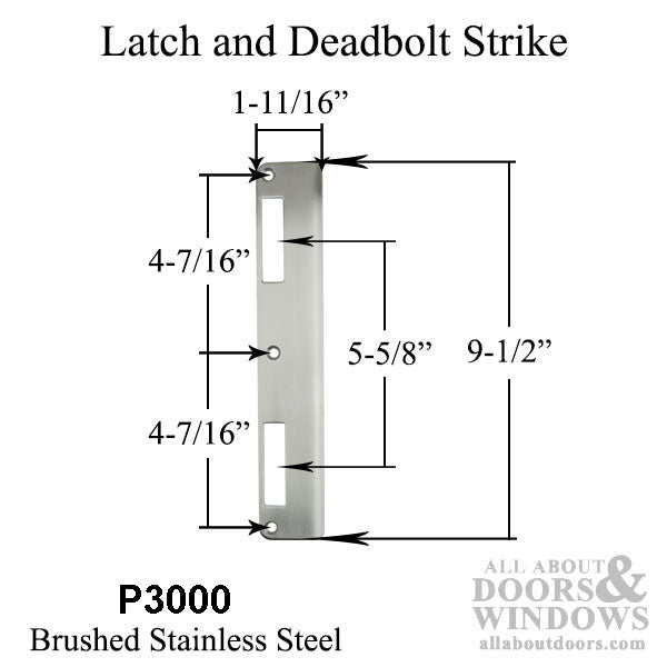 P3000 Active Latch and Deadbolt, Curved Lip Strike Plate - P3000 Active Latch and Deadbolt, Curved Lip Strike Plate