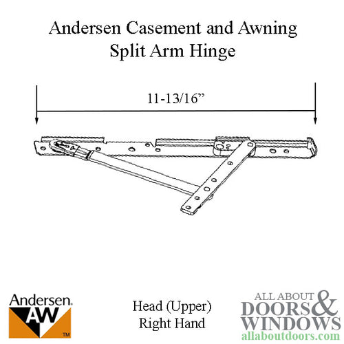 Andersen Awning/Casement Left-Hand Split Arm Head Hinge - Andersen Awning/Casement Left-Hand Split Arm Head Hinge