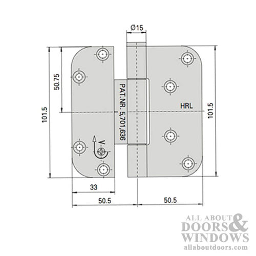 Millennium 2D Adjustable 4 x 4 Guide Hinge Brass Horizontal Adjustable Hinge - Millennium 2D Adjustable 4 x 4 Guide Hinge Brass Horizontal Adjustable Hinge