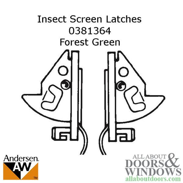 Andersen Perma-Shield Narroline Windows - Latches - Insect Screen (Pair) (1991 to Present) - Forest Green - Andersen Perma-Shield Narroline Windows - Latches - Insect Screen (Pair) (1991 to Present) - Forest Green