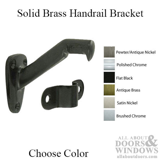 3-5/16 inch Solid Brass Handrail Bracket - Choose Color