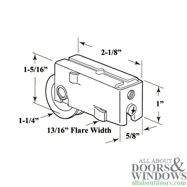 Roller Assembly for Sliding Patio Doors with Adjustable Steel Housing 1.25 Inch Nylon Wheel Diameter - Roller Assembly for Sliding Patio Doors with Adjustable Steel Housing 1.25 Inch Nylon Wheel Diameter