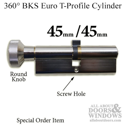 Active Keyed 45 / 45 G-U/Ferco BKS 360   Euro Profile Cylinder Lock, T profile - Silver