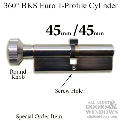 Active Keyed 45 / 45 G-U/Ferco BKS 360   Euro Profile Cylinder Lock, T profile - Silver - Active Keyed 45 / 45 G-U/Ferco BKS 360   Euro Profile Cylinder Lock, T profile - Silver