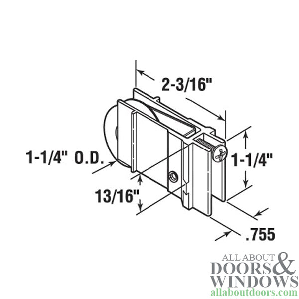 Sliding Door Roller Assembly with Adjustable Extruded Aluminum Housing 1.25 Inch Steel Ball Bearing Wheel Diameter - Sliding Door Roller Assembly with Adjustable Extruded Aluminum Housing 1.25 Inch Steel Ball Bearing Wheel Diameter