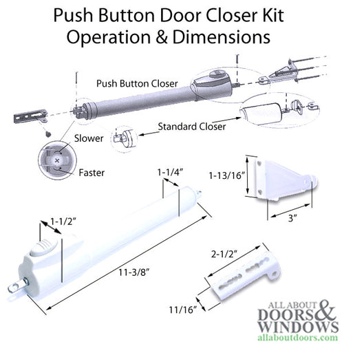 Andersen / Emco 1 Pack Push Button Storm / Screen Door Closer, Choose Color - Andersen / Emco 1 Pack Push Button Storm / Screen Door Closer, Choose Color