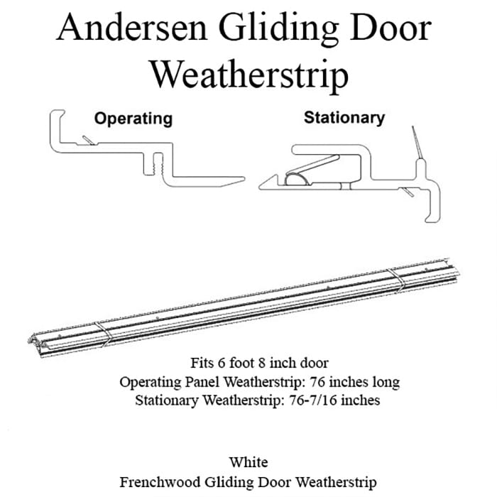 Andersen Window Frenchwood Gliding Doors Complete Weatherstrip Set, 6 ft 8 in - 1990-Present, White - Andersen Window Frenchwood Gliding Doors Complete Weatherstrip Set, 6 ft 8 in - 1990-Present, White