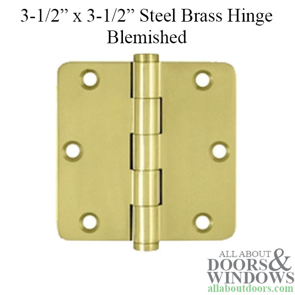 Blemished 3.5 x 3.5 inch Heavy Duty Door Hinge 1/4 inch Radius Corners - Polished Brass - Blemished 3.5 x 3.5 inch Heavy Duty Door Hinge 1/4 inch Radius Corners - Polished Brass