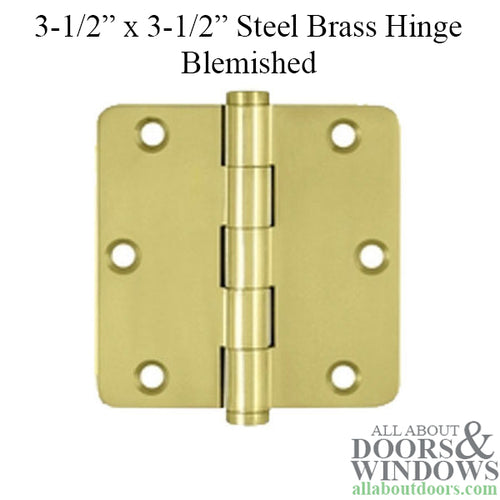 Blemished 3.5 x 3.5 inch Heavy Duty Door Hinge 1/4 inch Radius Corners - Polished Brass - Blemished 3.5 x 3.5 inch Heavy Duty Door Hinge 1/4 inch Radius Corners - Polished Brass
