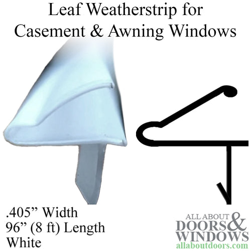 Polyflex Weather Seal for Casement and Awning Windows, 8 Foot, .405 Width, White - Polyflex Weather Seal for Casement and Awning Windows, 8 Foot, .405 Width, White