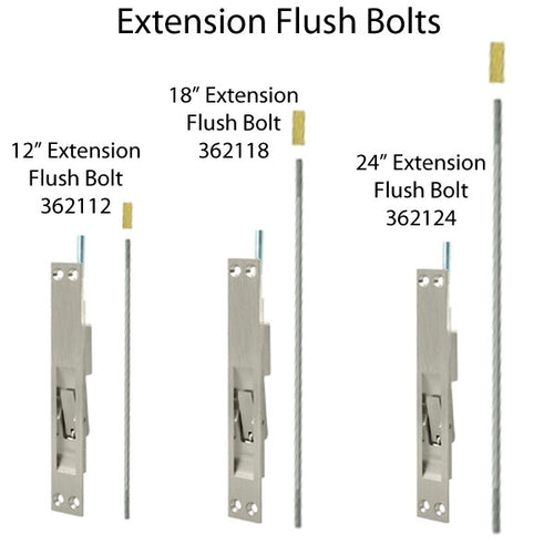 12'' Extension Flush Bolt, Heavy Duty - Choose Finish - 12'' Extension Flush Bolt, Heavy Duty - Choose Finish