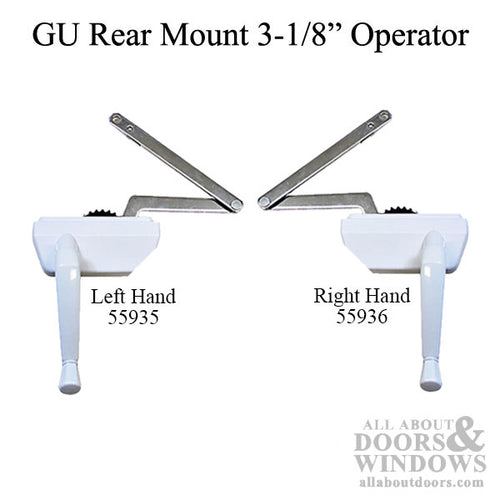 Rear Mount 3-1/8 Casement Operator Kit,  Right Hand - White - Rear Mount 3-1/8 Casement Operator Kit,  Right Hand - White