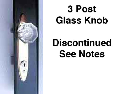 Storm Door Handle 3 Post Keyed Exterior Glass Knob 1.75 Inch Hole Spacing