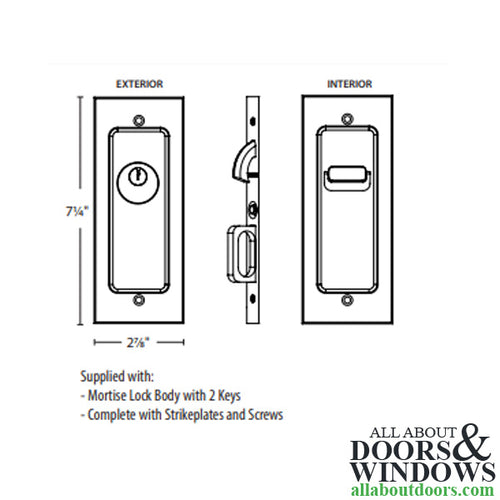 Keyed Pocket Door Mortise, Modern Rectangular - Oil Rubbed Bronze - Keyed Pocket Door Mortise, Modern Rectangular - Oil Rubbed Bronze