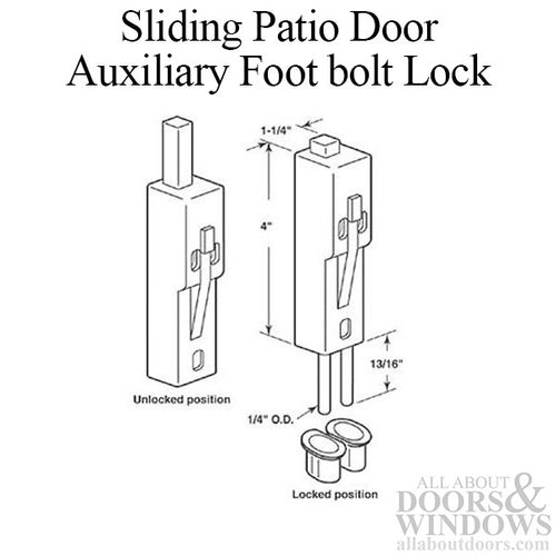Auxiliary Foot Bolt Lock for Sliding Patio Door - Auxiliary Foot Bolt Lock for Sliding Patio Door
