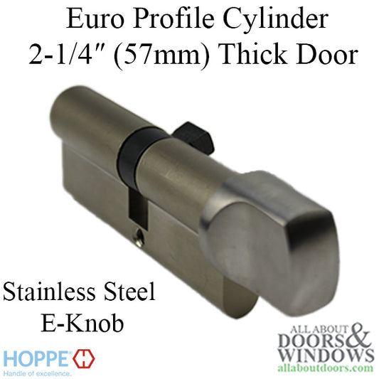 40.5/45.5 Hoppe 86mm  Euro 90° Profile cylinder, small thumb turn - Stainless Steel