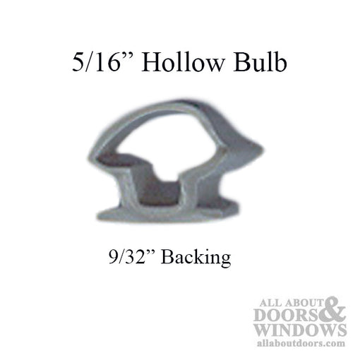 Slide in T-slot 5/16 Hollow Bulb, .312 Dia. -  Grey - Slide in T-slot 5/16 Hollow Bulb, .312 Dia. -  Grey