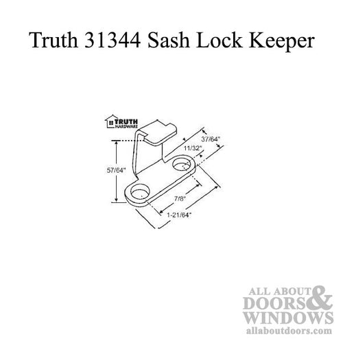 Discontinued - Truth 31344 Keeper, Sash Lock, Casement Window - Discontinued - Truth 31344 Keeper, Sash Lock, Casement Window