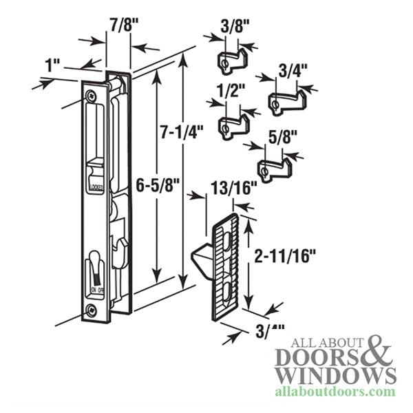 Handle Set Flush Type with Reversible Latch Hooks 6-5/8 Inch Hole Center Black Finish - Handle Set Flush Type with Reversible Latch Hooks 6-5/8 Inch Hole Center Black Finish