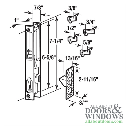 Handle Set Flush Type with Reversible Latch Hooks 6-5/8 Inch Hole Center Black Finish - Handle Set Flush Type with Reversible Latch Hooks 6-5/8 Inch Hole Center Black Finish