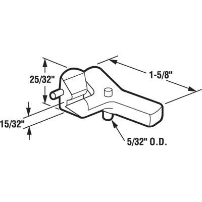 Diecast Latch Hook for Sliding Patio Door Aluminum Finish - Diecast Latch Hook for Sliding Patio Door Aluminum Finish