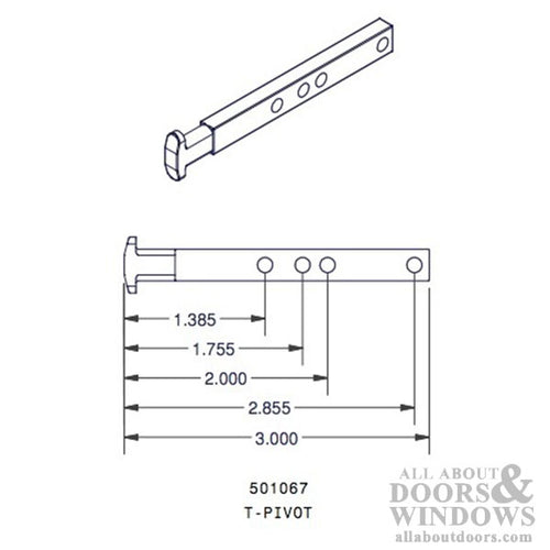 T-Head Pivot Bar, 4 hole  3 inch - Zinc Die cast - T-Head Pivot Bar, 4 hole  3 inch - Zinc Die cast