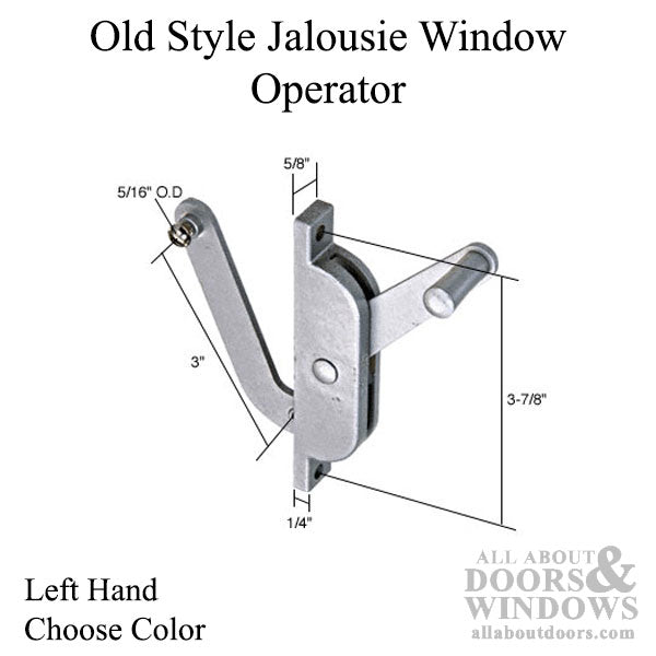 Old Style Jalousie or Louver Window Operator, Lever, 3 Link, Left Hand - Choose Color - Old Style Jalousie or Louver Window Operator, Lever, 3 Link, Left Hand - Choose Color